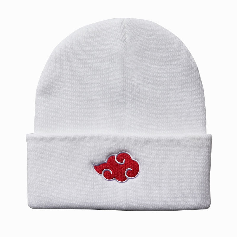 Cute Beanies Women Autumn Winter Warm Hat Anime Akatsuki Cosplay Red Cloud Embroidery Caps For Men Knitted Bonnet Unisex