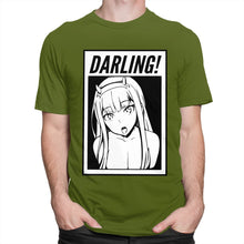 Load image into Gallery viewer, Darling In The Franxx T-Shirt Men 100% Cotton Awesome Tshirt O-neck Short Sleeves zero two Tee Shirt Fitted Anime Apparel Gift
